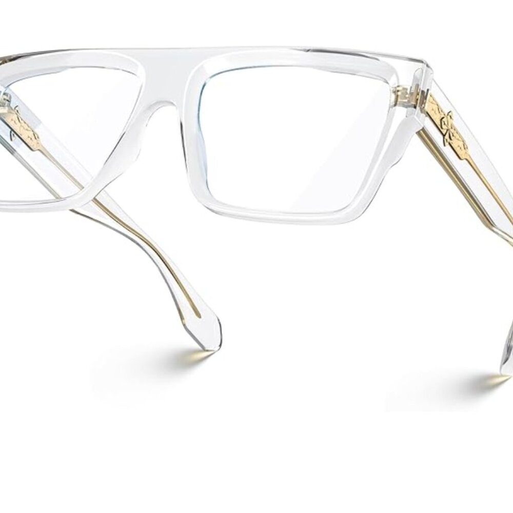 Square Full Rim Gold Light Blocking Glasses - Picture 3 of 6